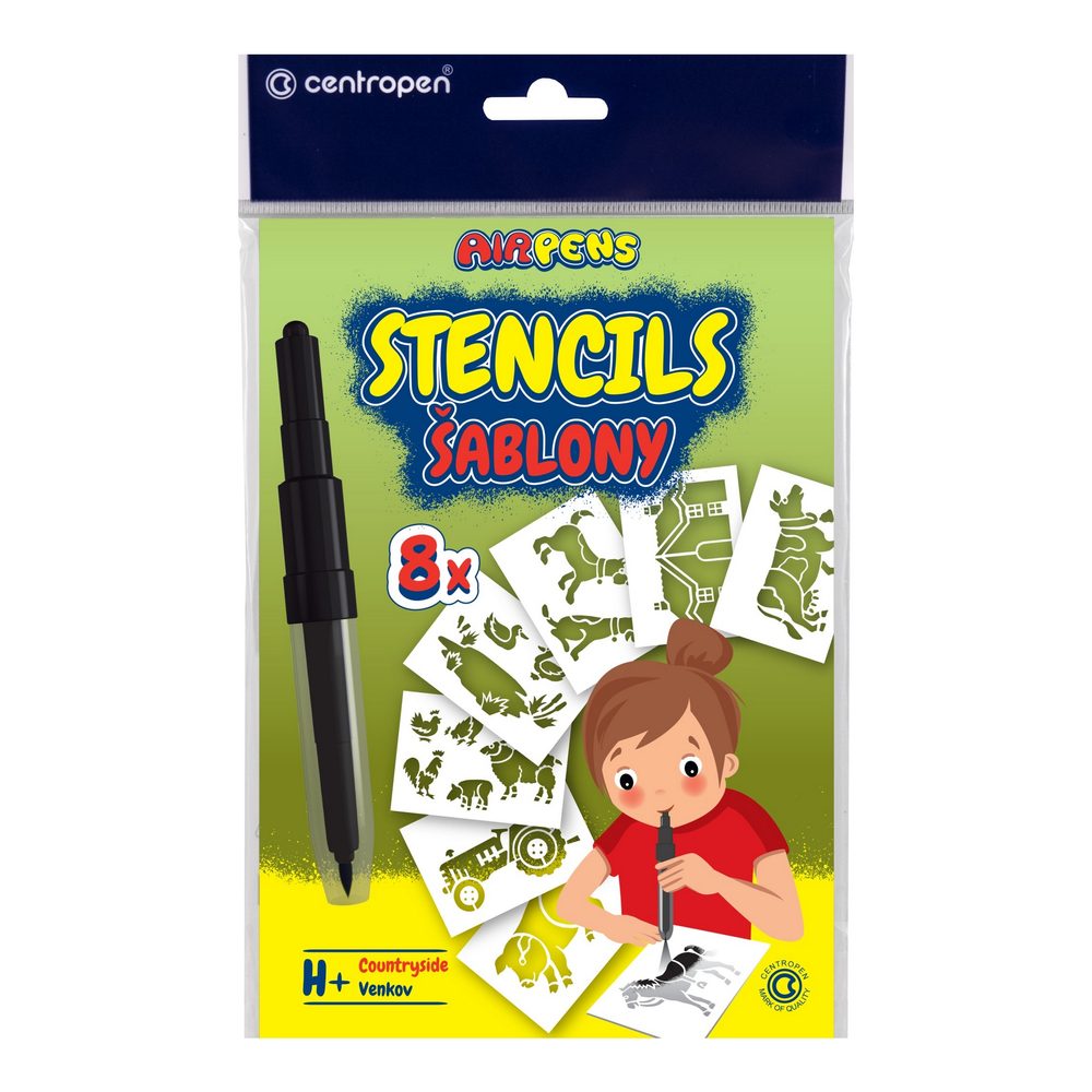 Šablona na foukací fixy Centropen farma 8ks - 1 balení