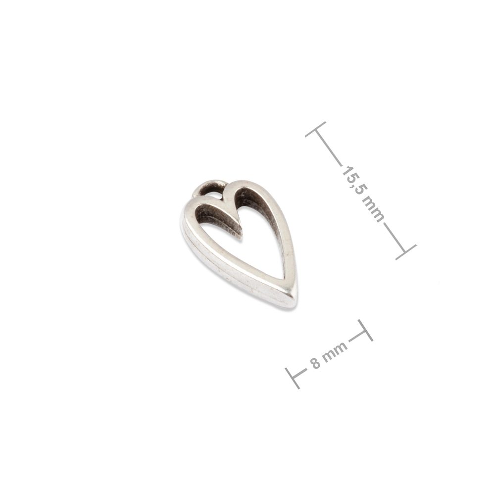 Manumi přívěsek srdce 16x8 mm postříbřený - 1 ks