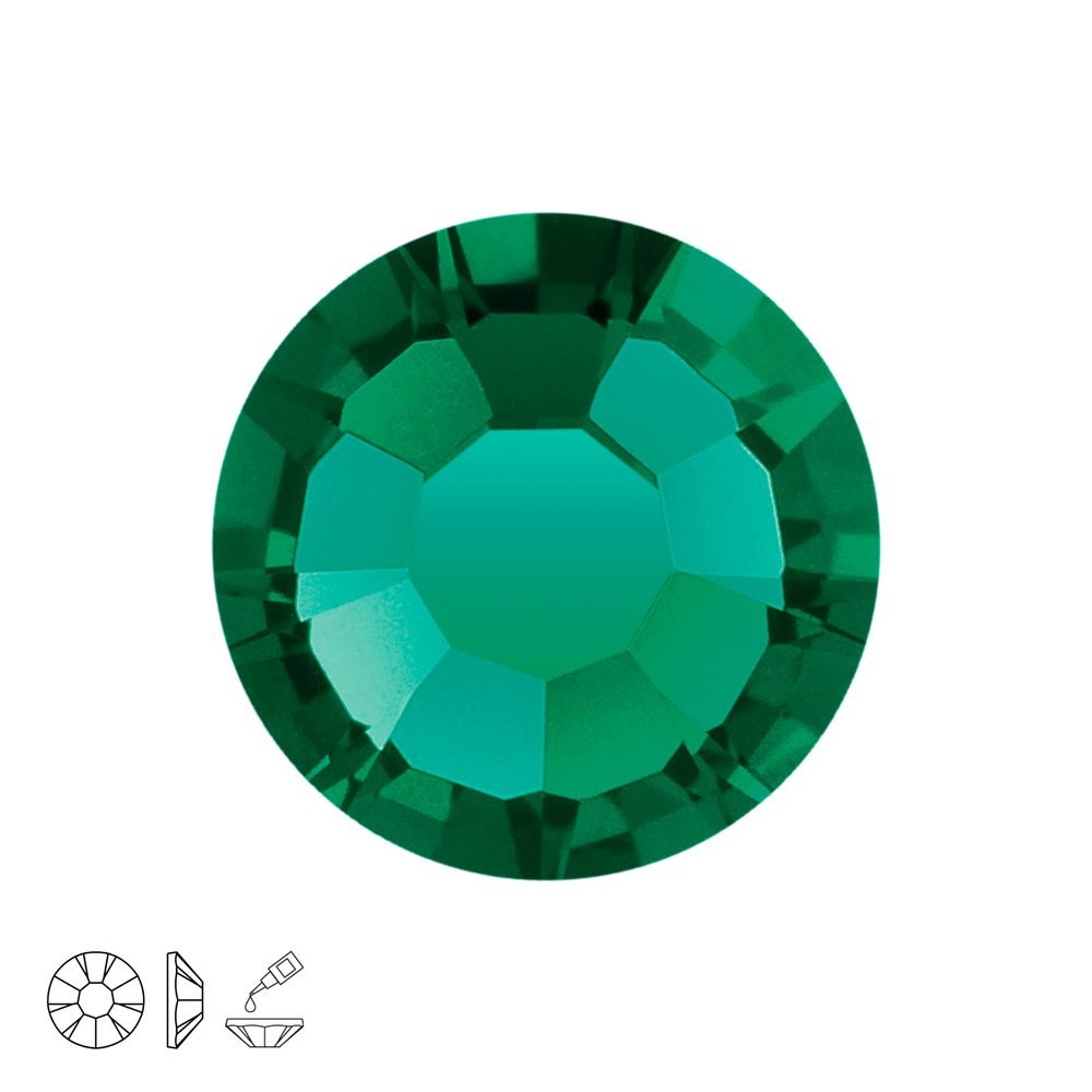 Levně Preciosa MC nalepovací šatonová růže MAXIMA SS16 Emerald - 24 ks