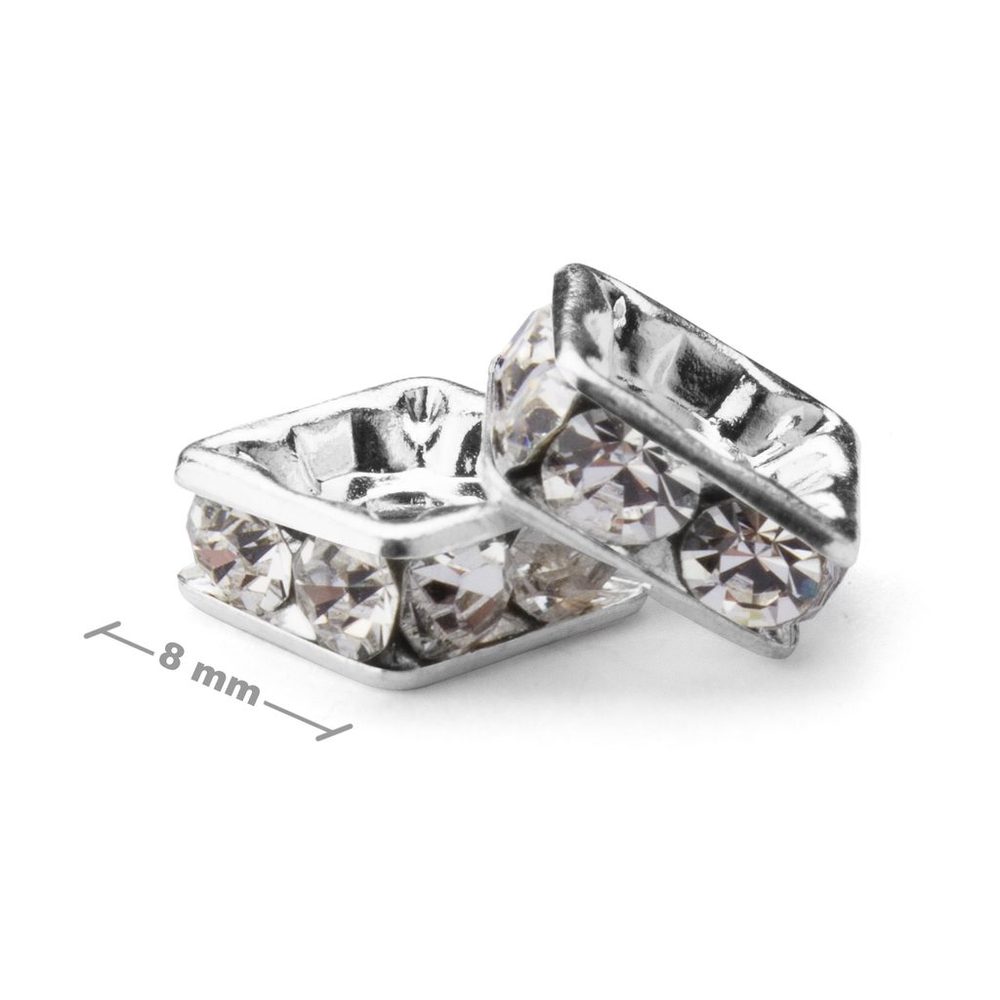 Levně Manumi štrasový čtverec 8x8 mm Crystal - 20 ks