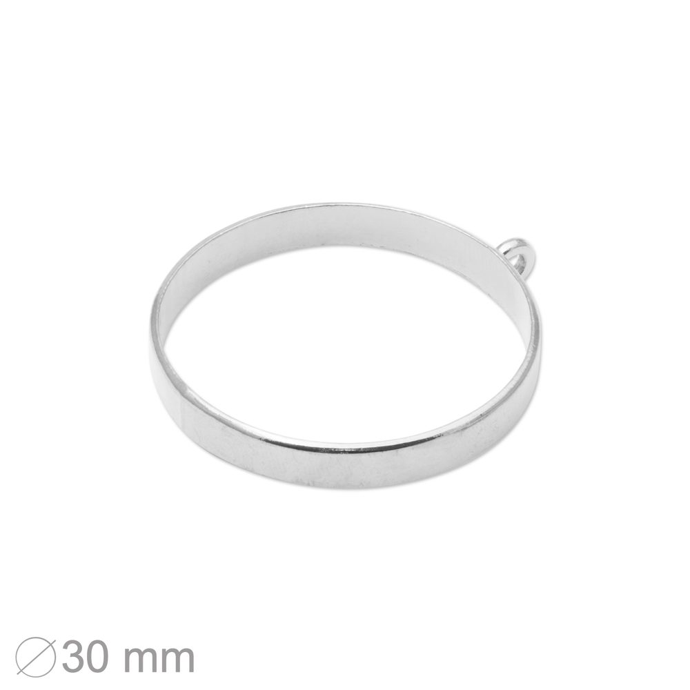 Rámeček na odlévání křišťálové pryskyřice kruh 38x35 mm v barvě stříbra - 1 ks