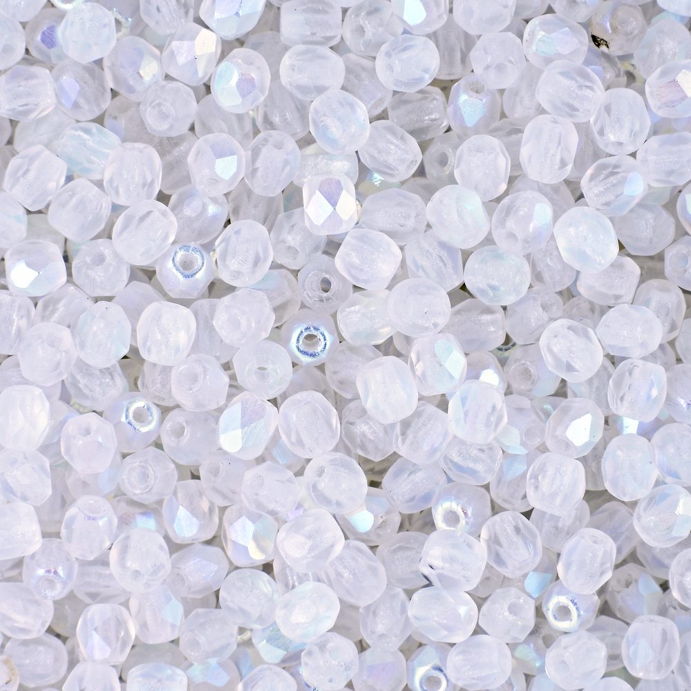 Manumi české broušené korálky 3 mm Matte Crystal AB - 300 ks