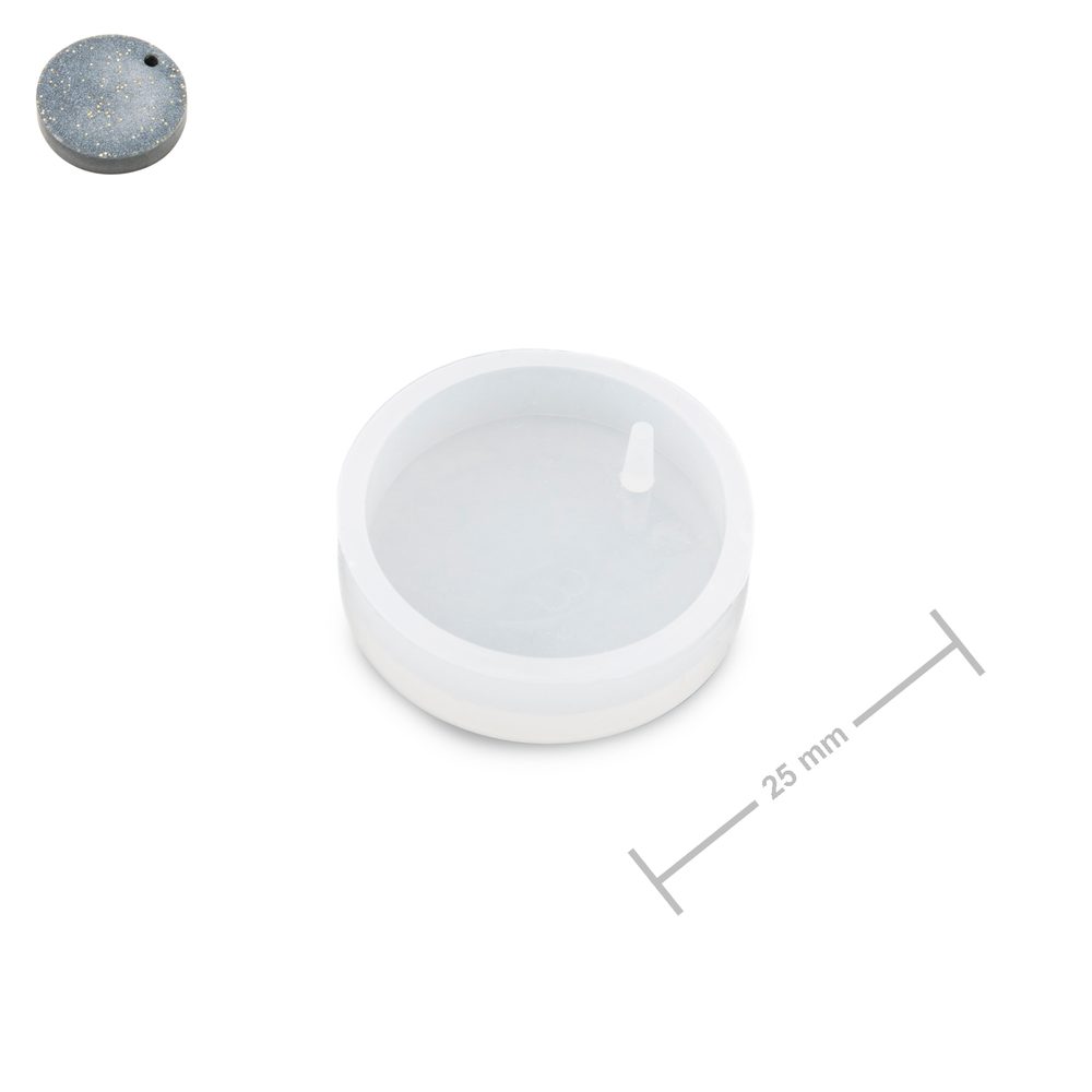 Silikonová forma na křišťálovou pryskyřici kruhový přívěsek 25mm - 1 ks