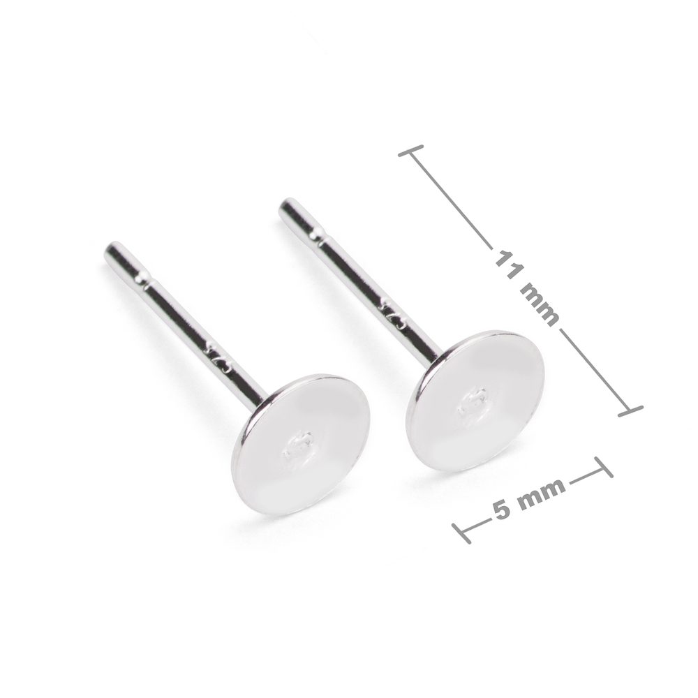 Stříbrné lepící náušnicové puzety 5 mm - 5 párů