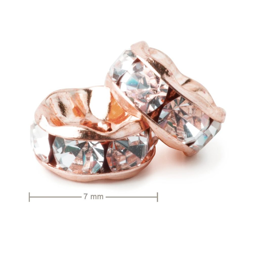 Manumi štrasová rondelka 7 mm rose gold Crystal - 4 ks