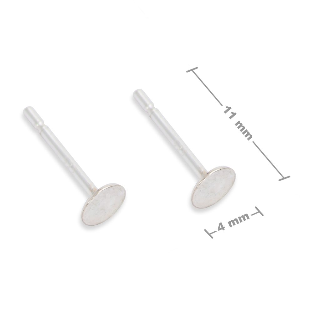 Stříbrné lepící náušnicové puzety 4 mm - 10 párů