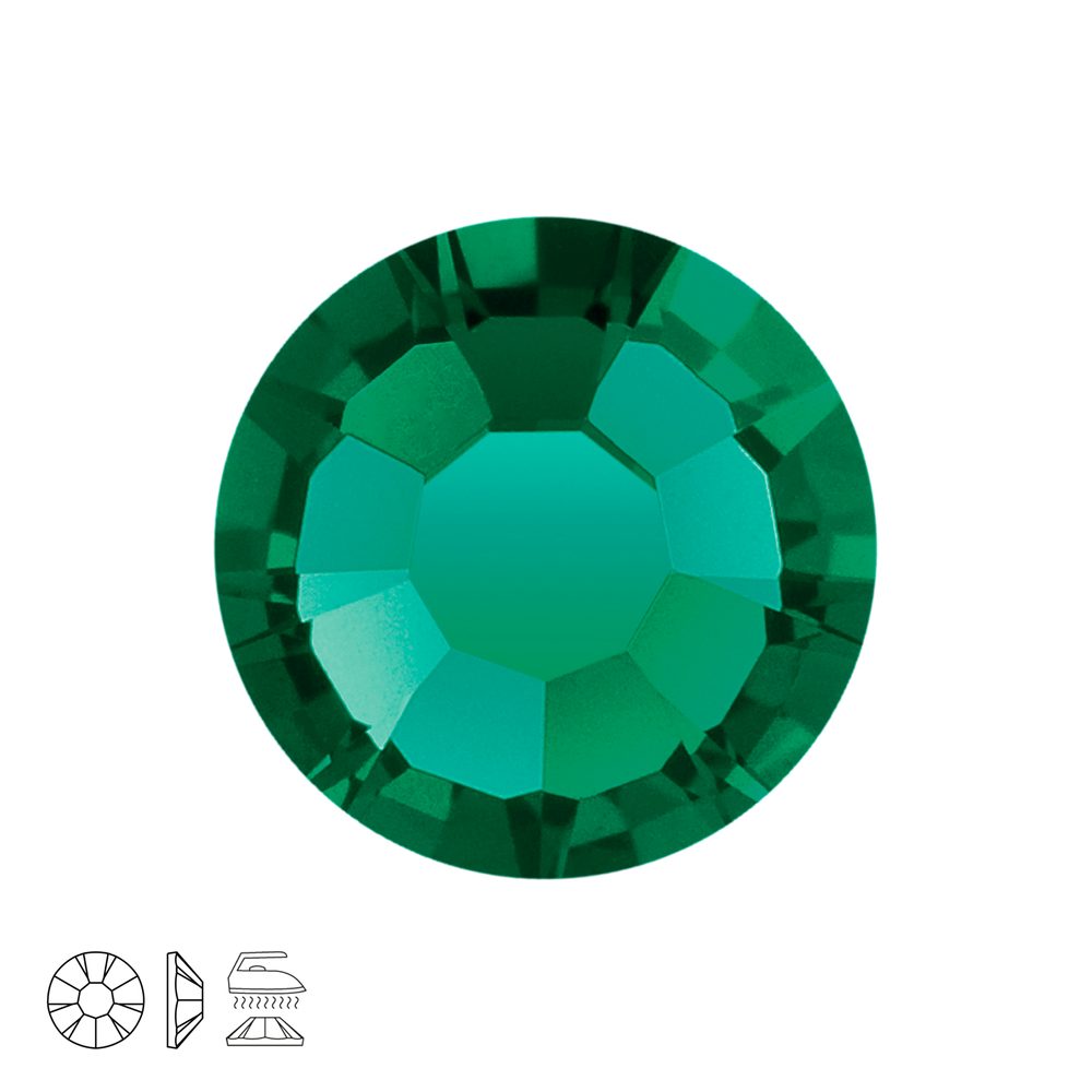 Preciosa MC nažehlovací šatonová růže MAXIMA SS16 Emerald - 24 ks