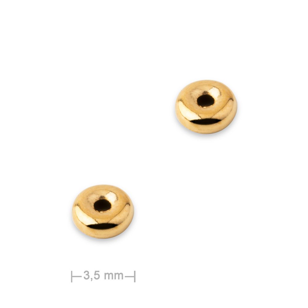 Stříbrný distanční kroužek 3,5 x 1 mm pozlacený 24K zlatem - 20 ks