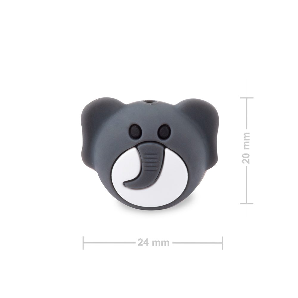 Silikonový korálek slon Deep Gray - 5 ks