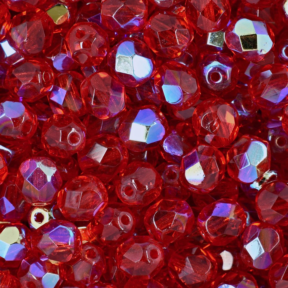 Manumi české broušené korálky 6 mm Siam Ruby AB - 30 ks