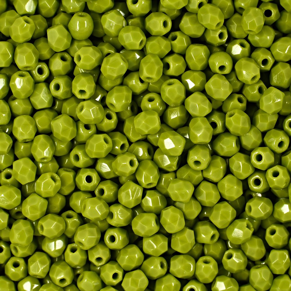 Manumi české broušené korálky 3mm Opaque Olivine - 60 ks