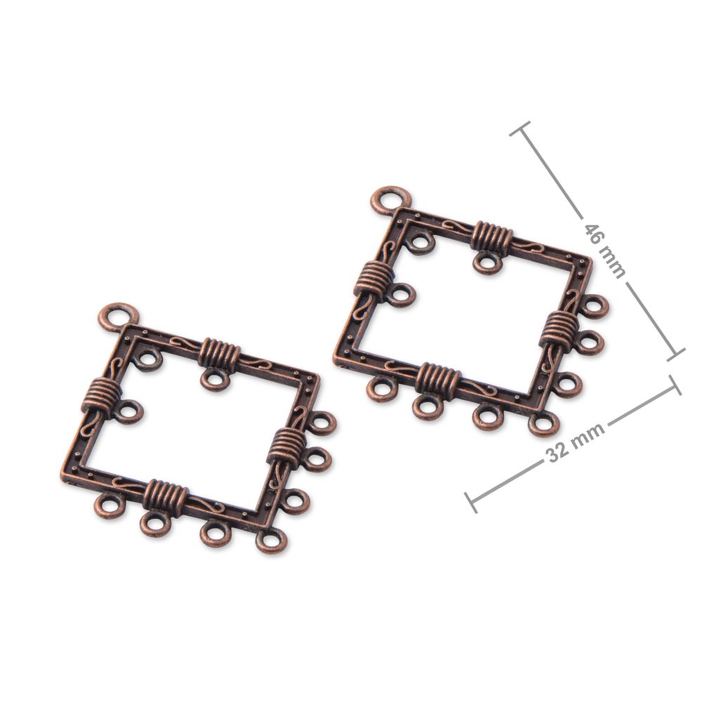 Ozdobná náušnicová ramínka 46x32mm staroměď - 1 pár