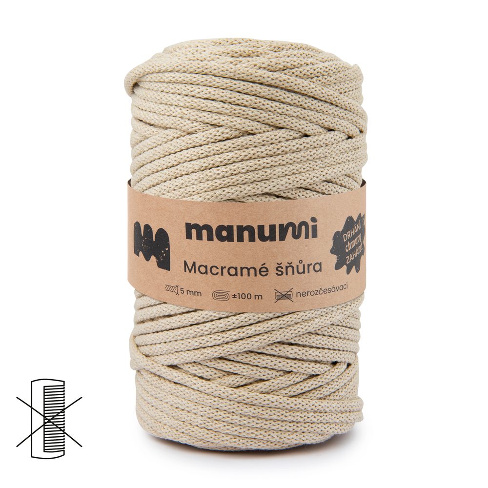 Manumi Macramé šňůra 5mm béžová - 3 ks