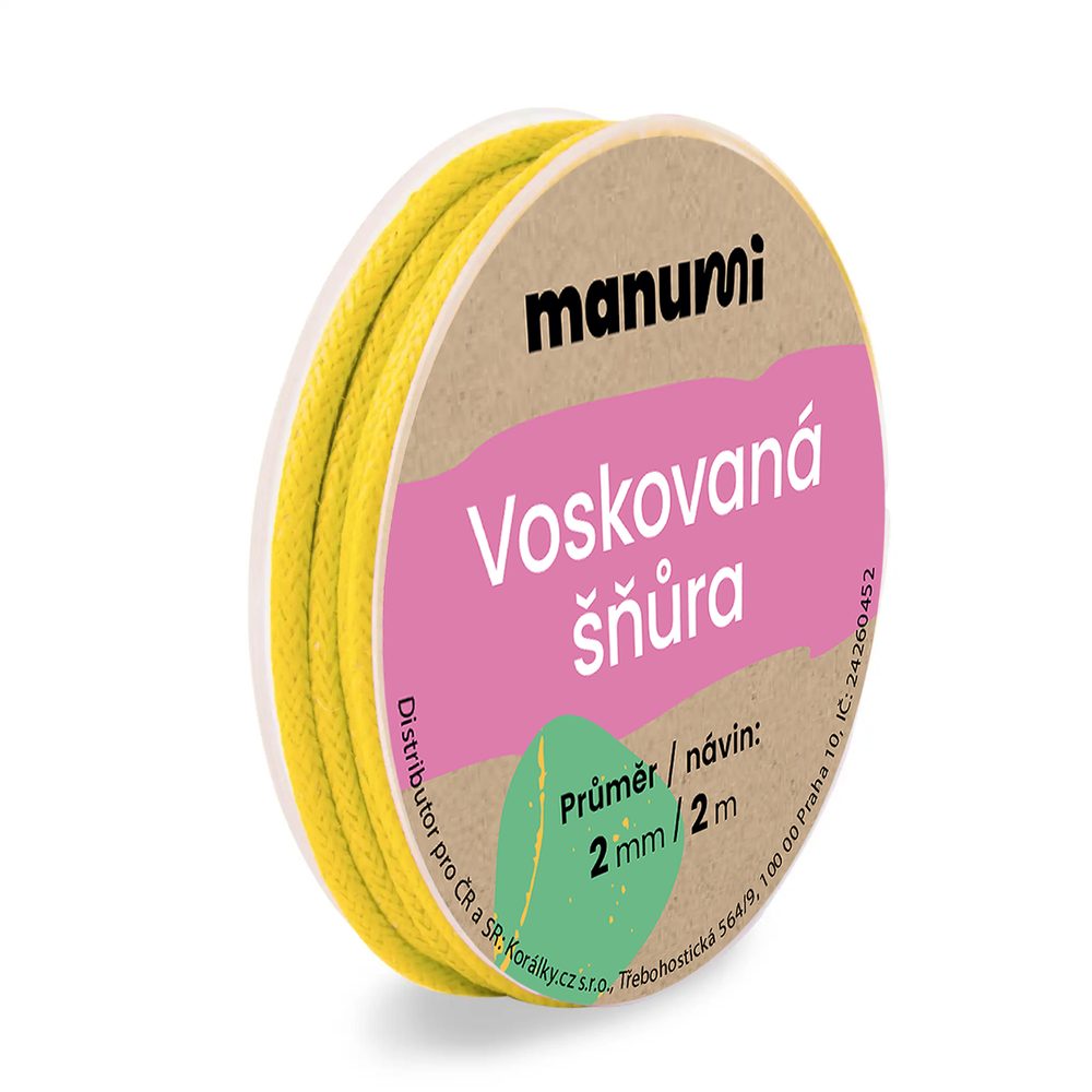 Levně Manumi Voskovaná šňůra 2 mm/2m žlutá - 1 ks