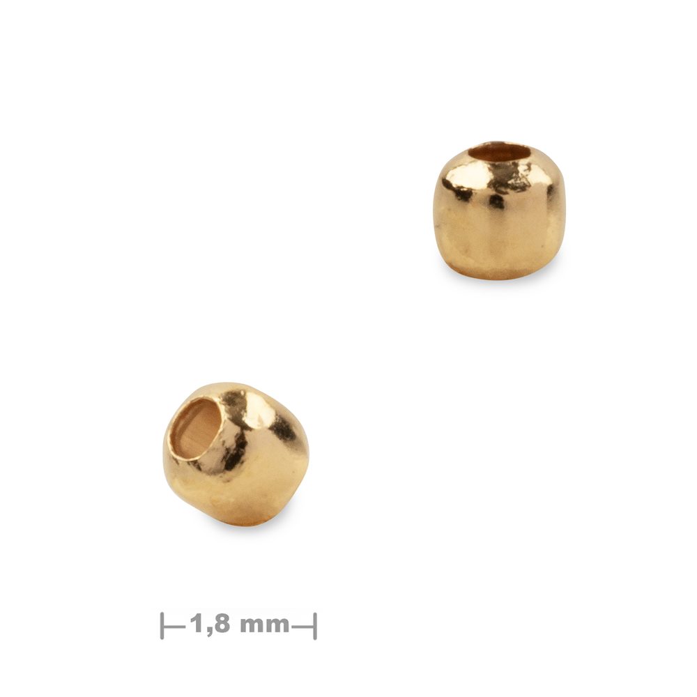 Stříbrný korálek 1,8 mm pozlacený 24K zlatem - 50 ks