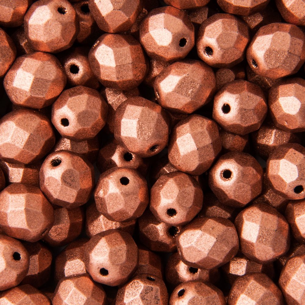 Manumi české broušené korálky 8mm Matte Metallic Copper - 22 ks