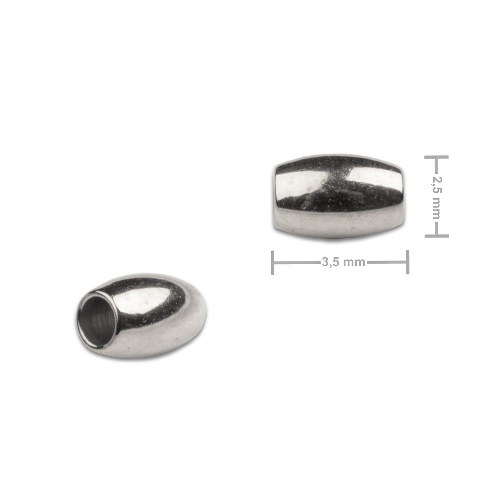 Korálek z chirurgické oceli ve tvaru rýže 2,5 x 3,5 mm - 12 ks