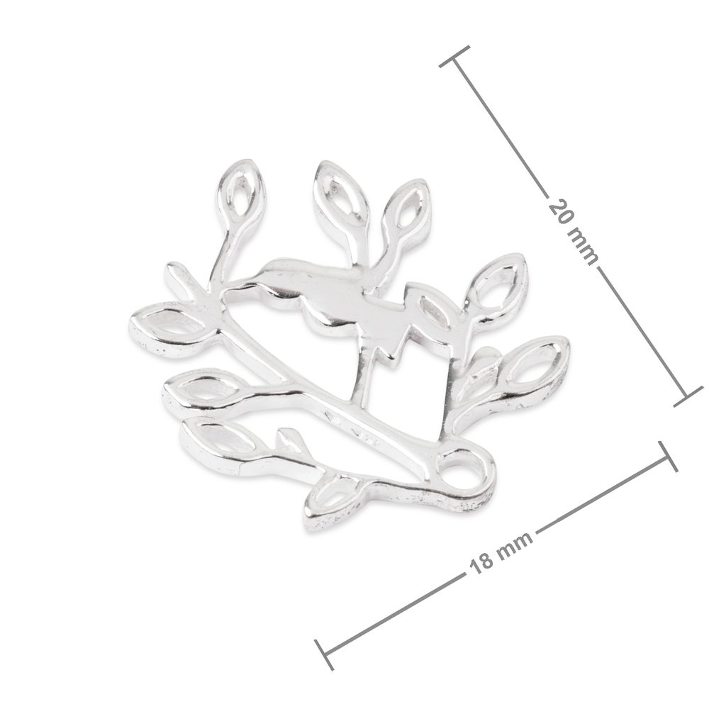 Amoracast spojovací díl ptáček na stromě 20x18mm stříbrný - 1 ks