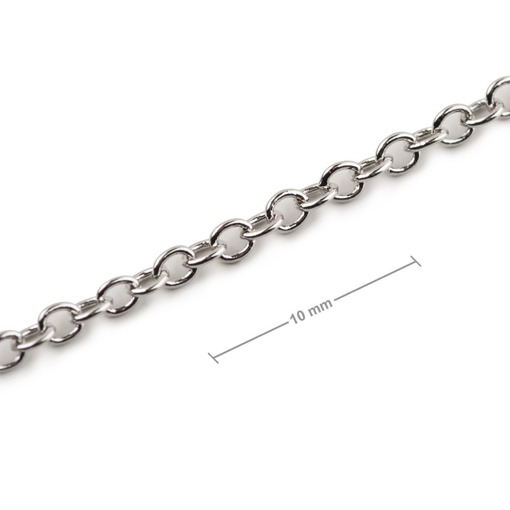 Bižuterní řetízek v metráži s 2 mm okem v barvě platiny - 5 m