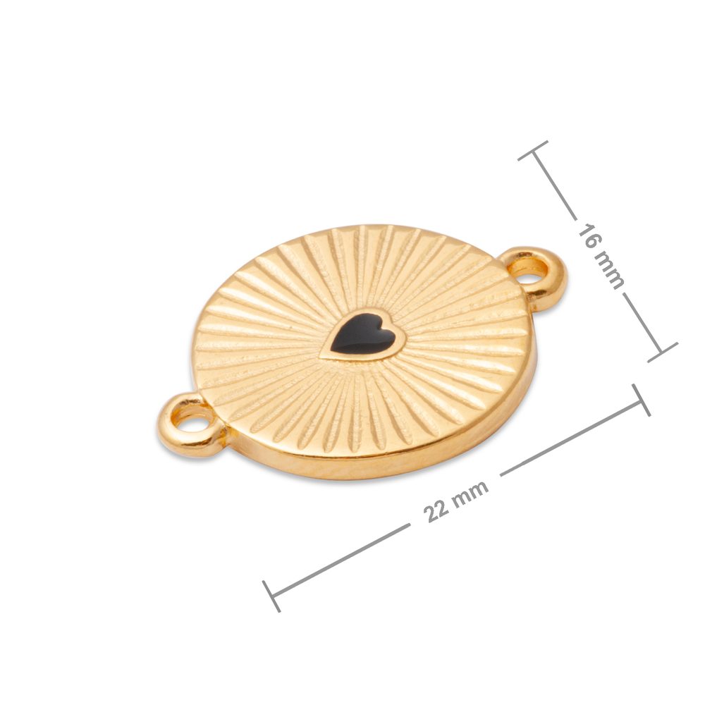 Levně Manumi spojovací díl srdce s paprsky 22x16 mm pozlacený - 1 ks