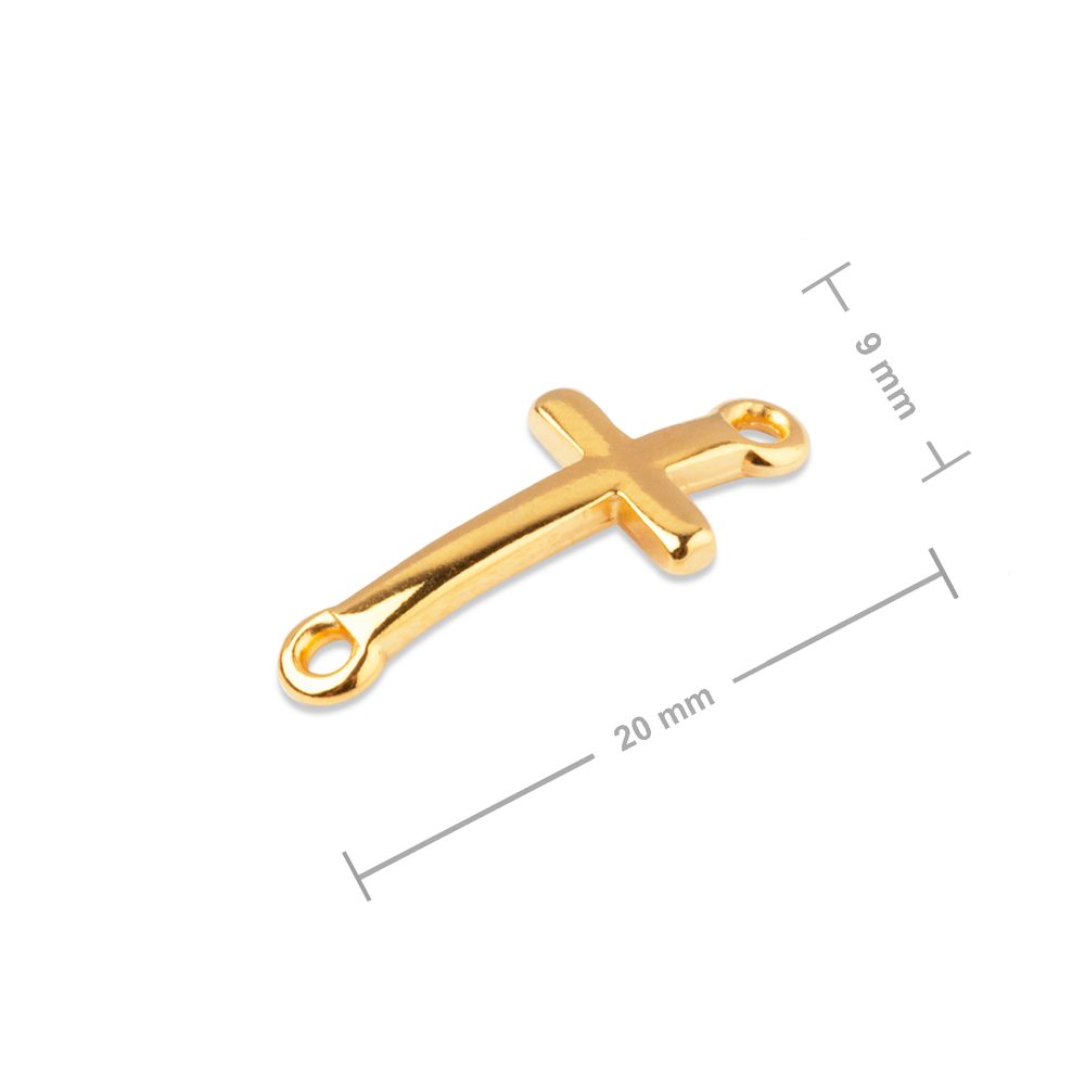 Manumi spojovací díl kříž 20x9 mm pozlacený - 1 ks