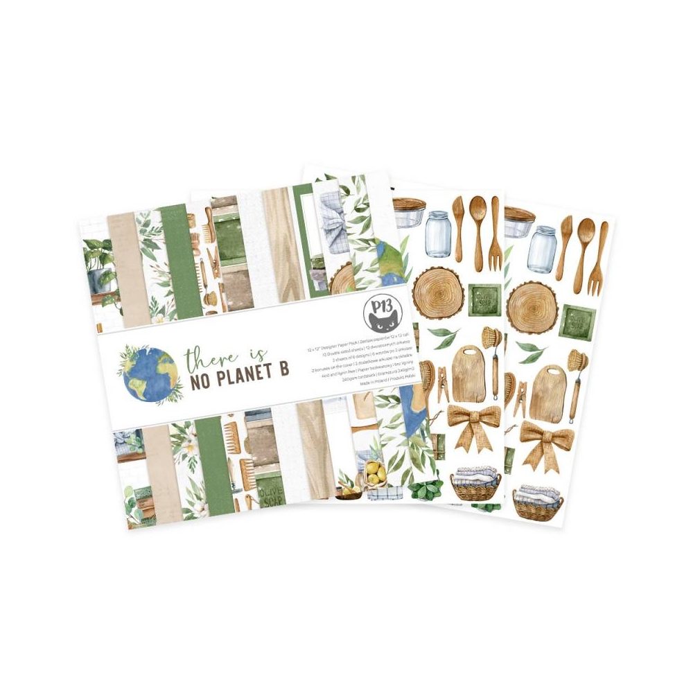 Piatek 13 Sada oboustranných papírů na scrapbook 30x30cm 12 listů P13 There is no planet B - 3 balení