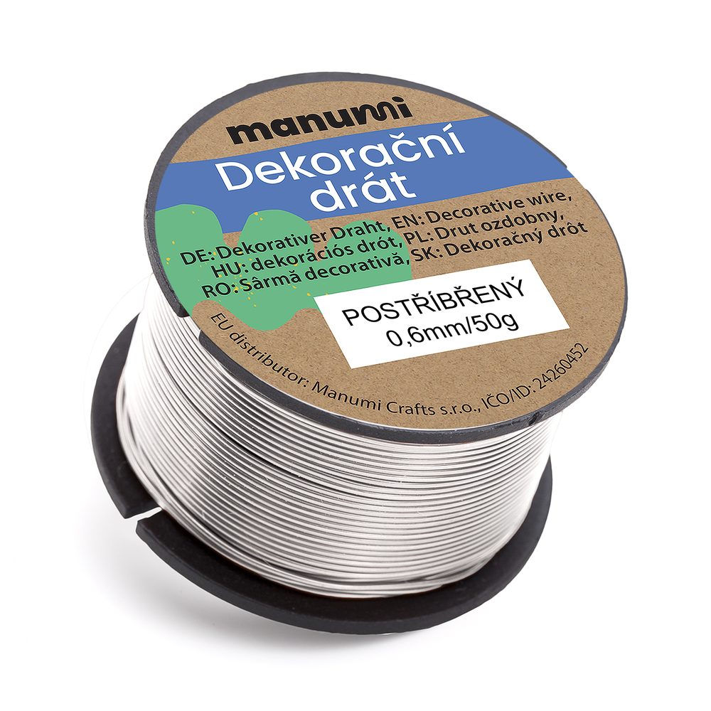 Manumi Postříbřený drát 0,6 mm/50 g - 3 ks