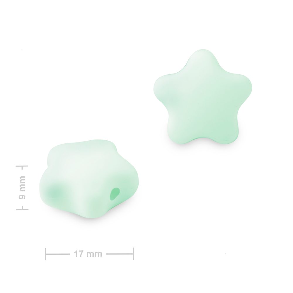 Silikonové korálky hvězdička 17x16x9mm Mint Green - 3 ks