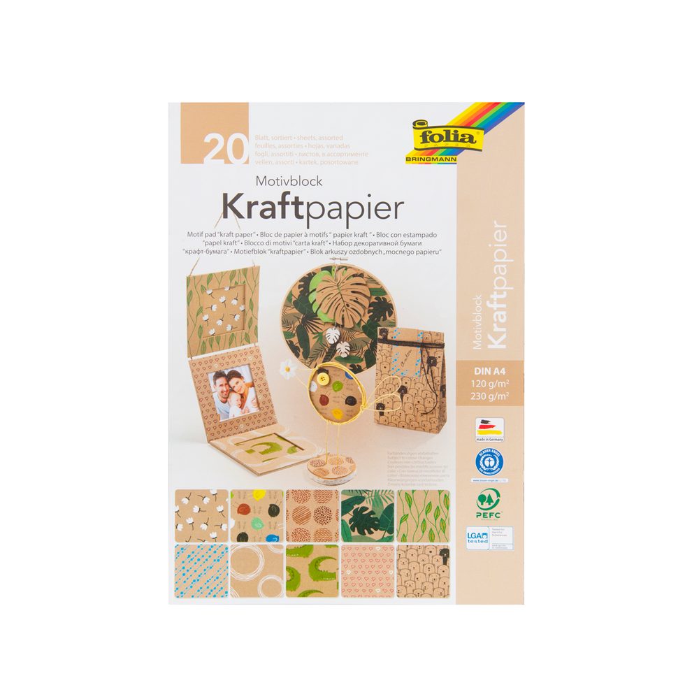 Sada kraftových papírů s potiskem 20 listů A4 120g/m² a 230g/m² - 3 balení