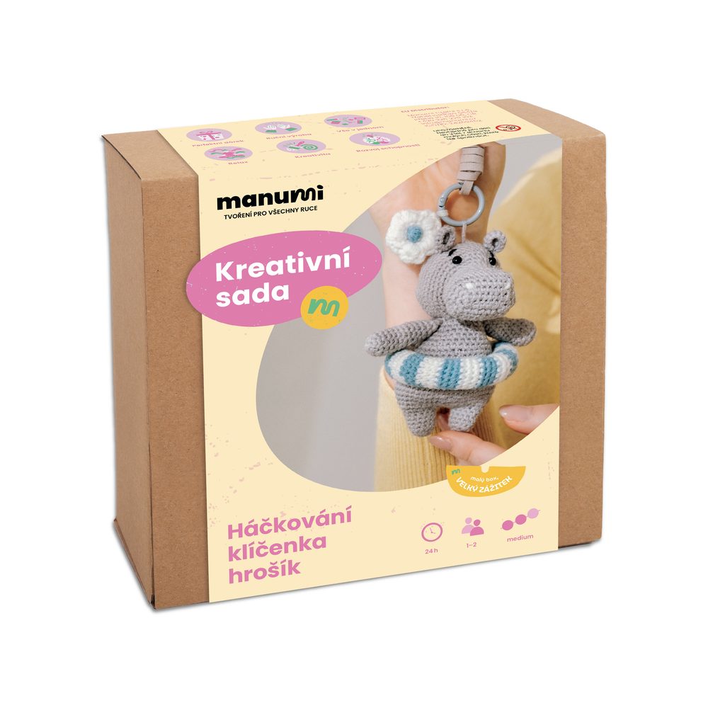 Manumi kreativní sada na háčkování přívěsku Hrošík - 3 ks