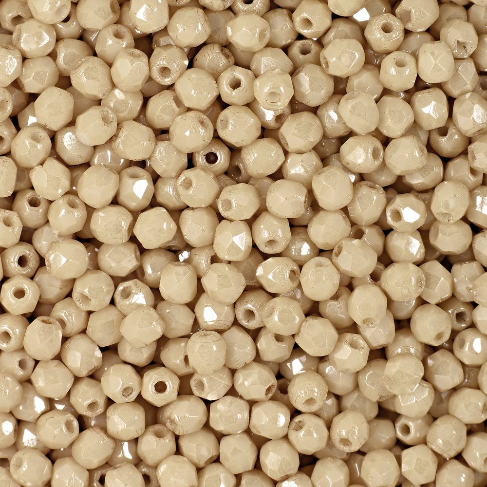 Manumi české broušené korálky 3 mm Luster Opaque Champagne - 300 ks