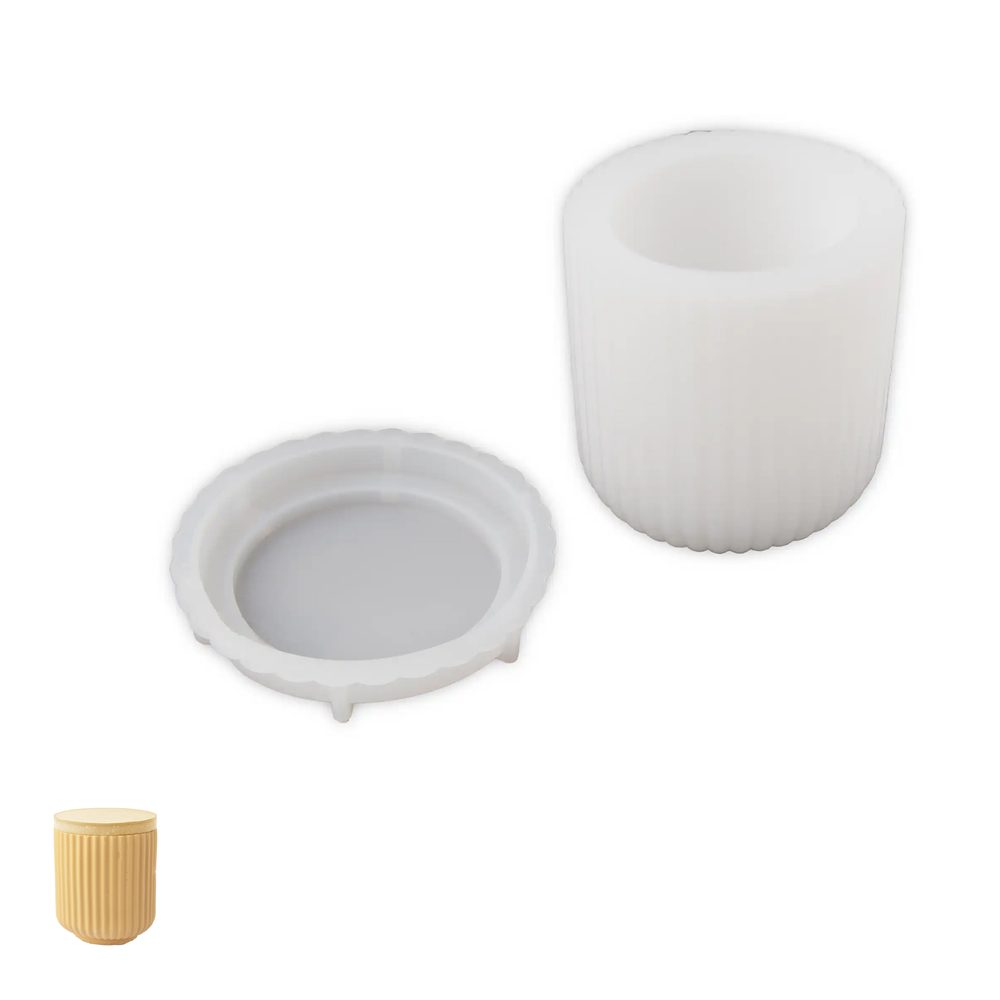 Manumi Silikonová forma pro kreativní hmoty vroubkovaná nádoba s víčkem 76x80mm - 3 ks