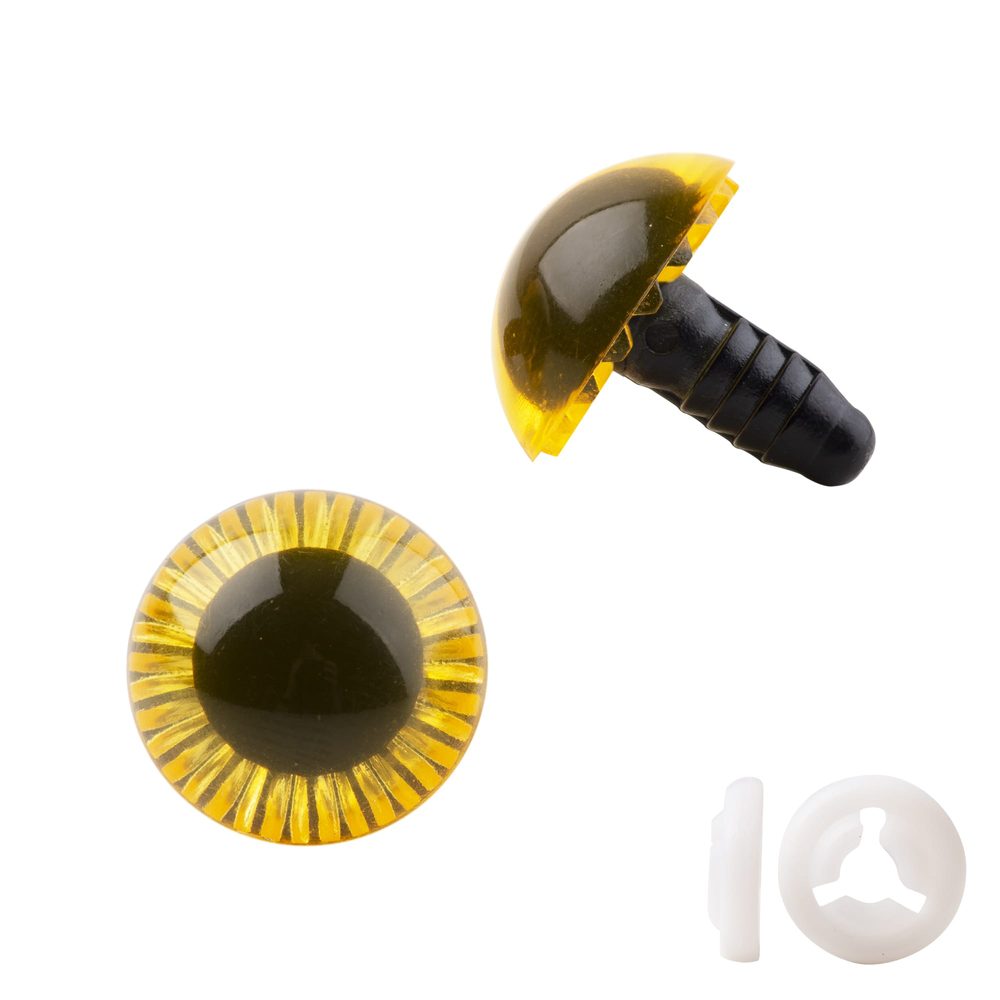 Pár očiček s bezpečnostnín uzávěrem 19,5mm žluté - 5 párů