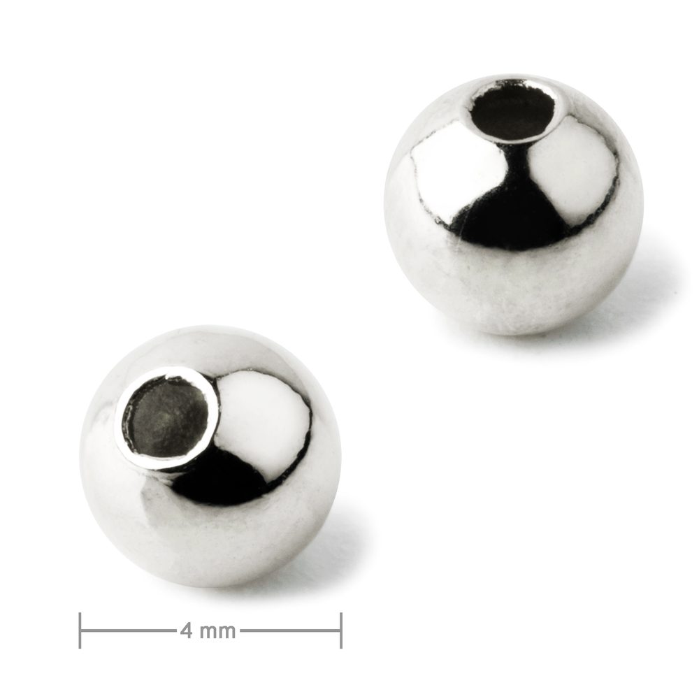 Kovový korálek dutý 4 mm v barvě platiny - 80 ks