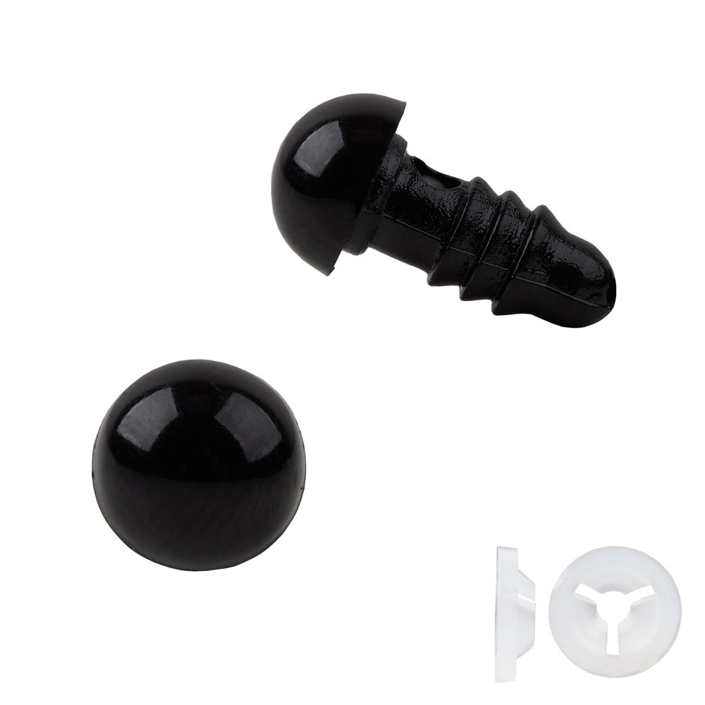 Očička na výrobu hraček ⌀8 mm s bezpečnostním uzávěrem černá - 6 párů