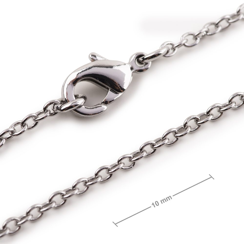 Bižuterní řetízek s 2 mm okem se zapínáním v barvě platiny 50cm - 5 ks