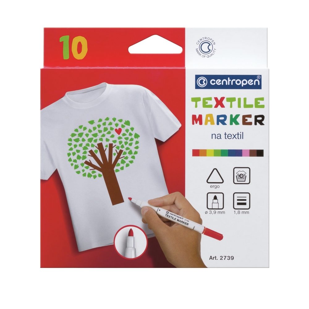Centropen popisovače na textil 2739 mix barev sada 10ks - 1 balení