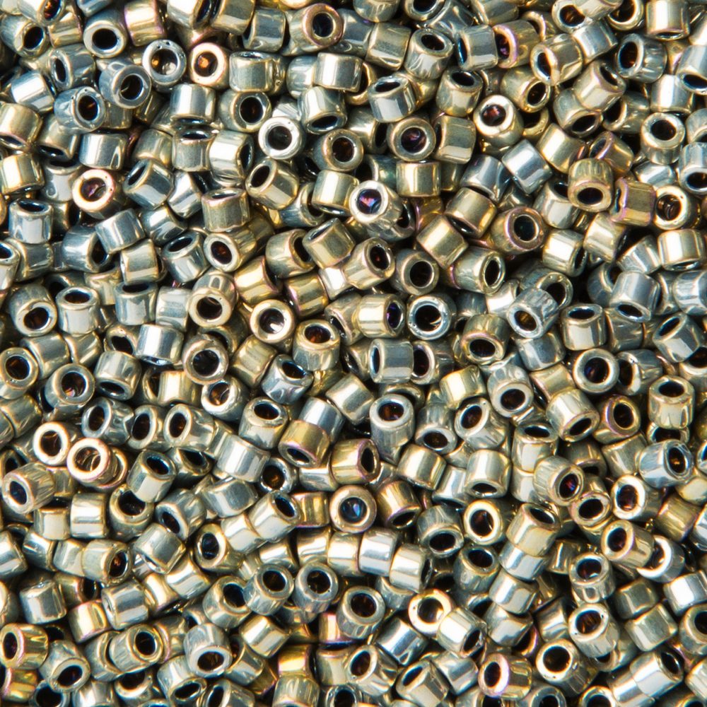 Miyuki Rokajlové korálky - Miyuki Delica 11/0 (DB-546-50) Palladium Silver Gold Iris - 10 g