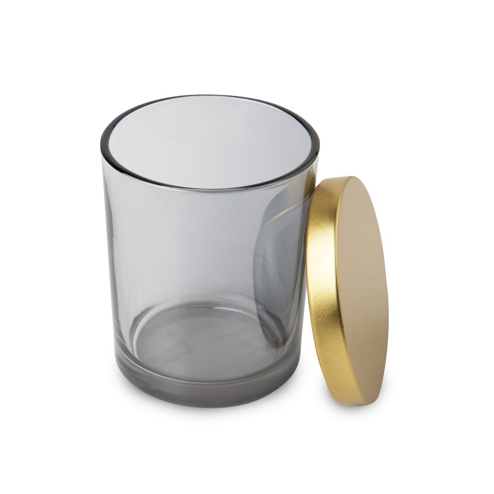 Skleněná černá nádoba s andělskou aurou na svíčku s víčkem 70x85mm - 1 ks