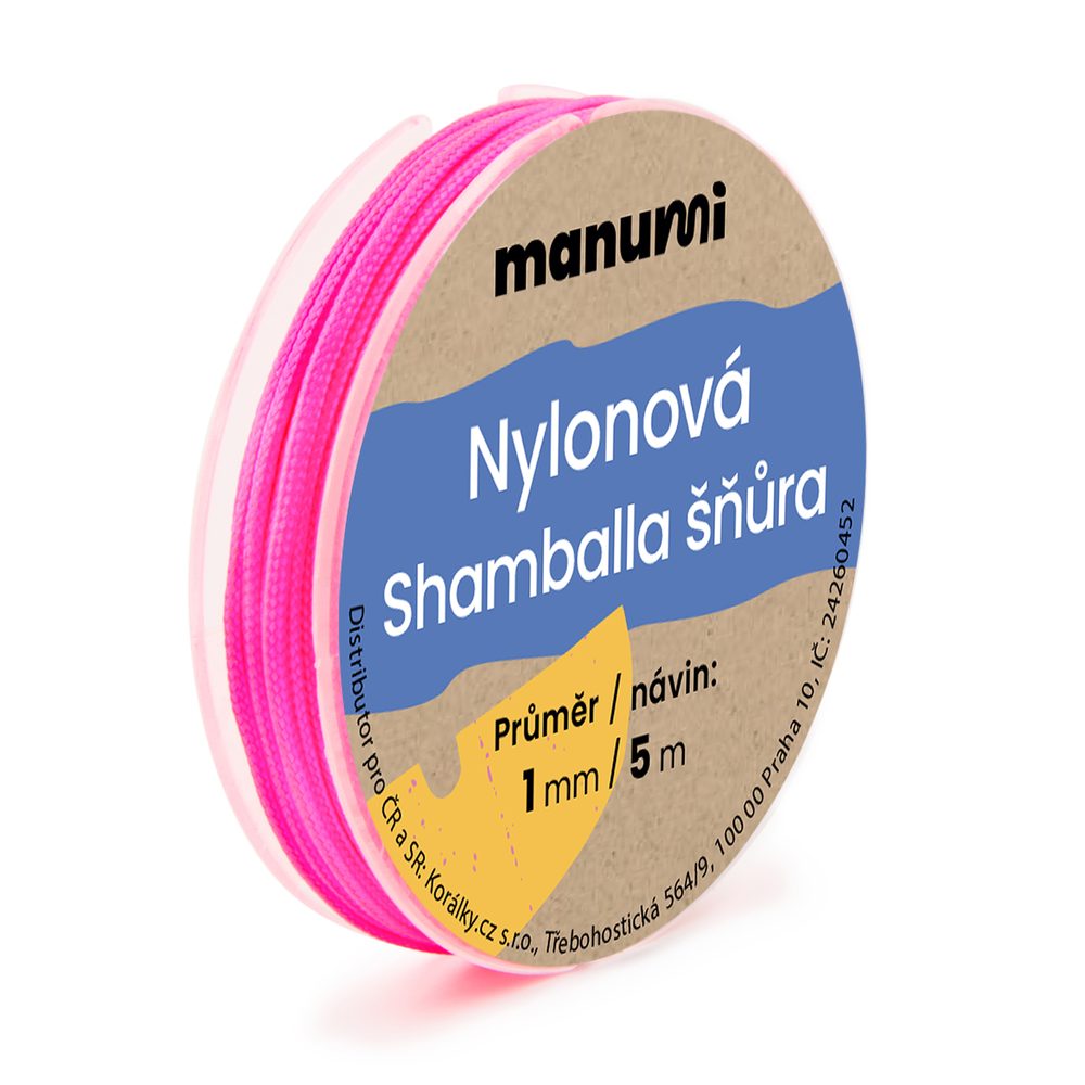 Manumi Nylonová šňůrka na Shamballa náramky 1 mm/5m neonová růžová č. 19 - 5 ks