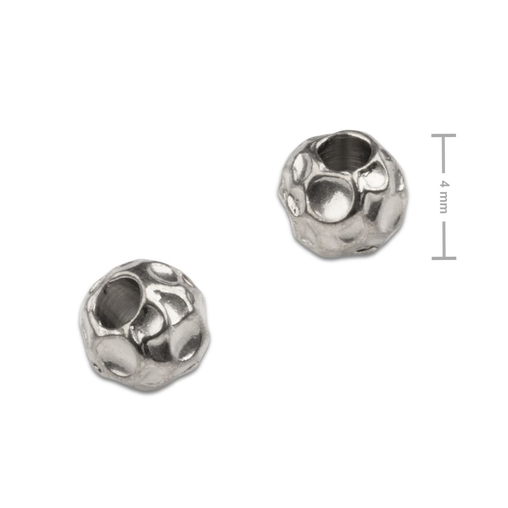 Korálek z chirurgické oceli s texturou 4 mm - 4 ks