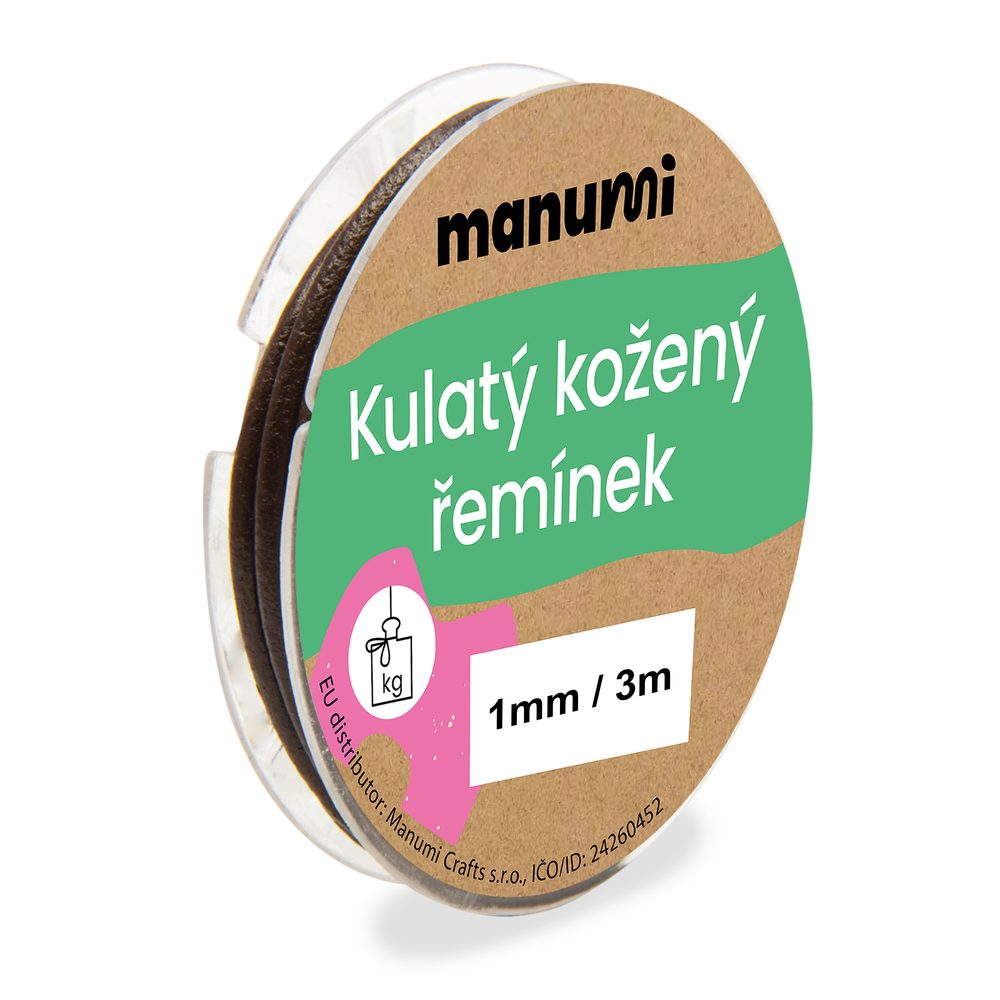 Manumi Kulatý kožený řemínek 2 mm/1m hnědý č. 43 - 5 ks
