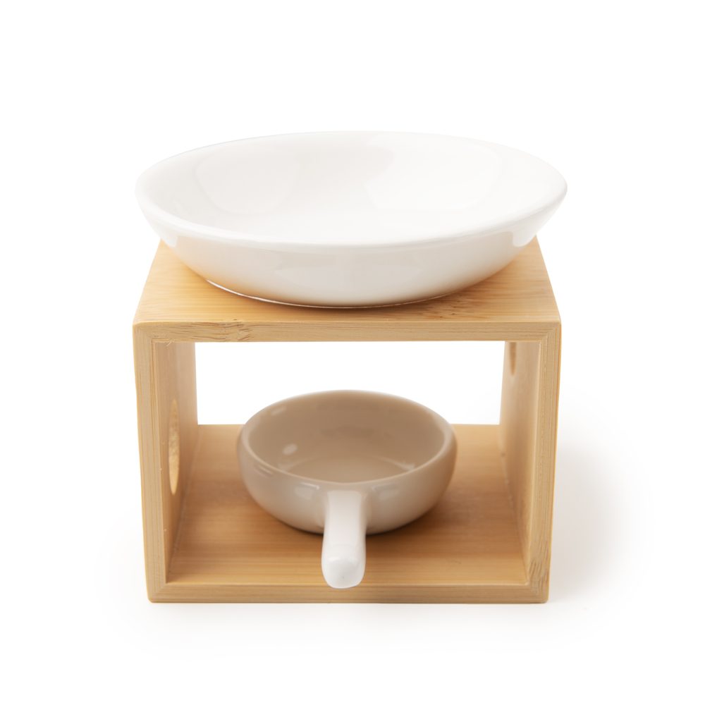 Aromalampa na vonné vosky s kvádrovým dřevěným podstavcem - 3 ks