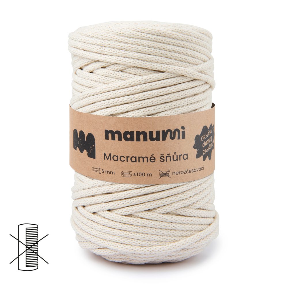 Manumi Macramé šňůra 5mm natural - 3 ks