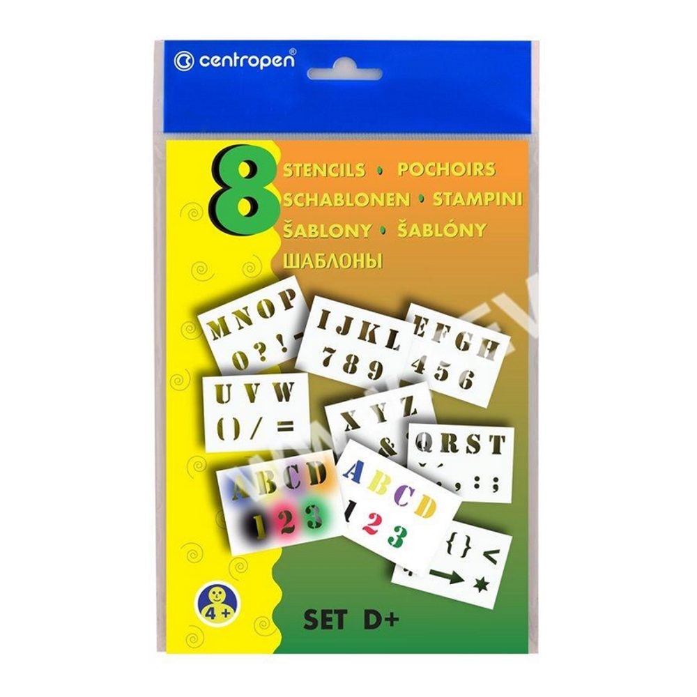 Šablona na foukací fixy Centropen písmena, číslice a znaky - 1 balení
