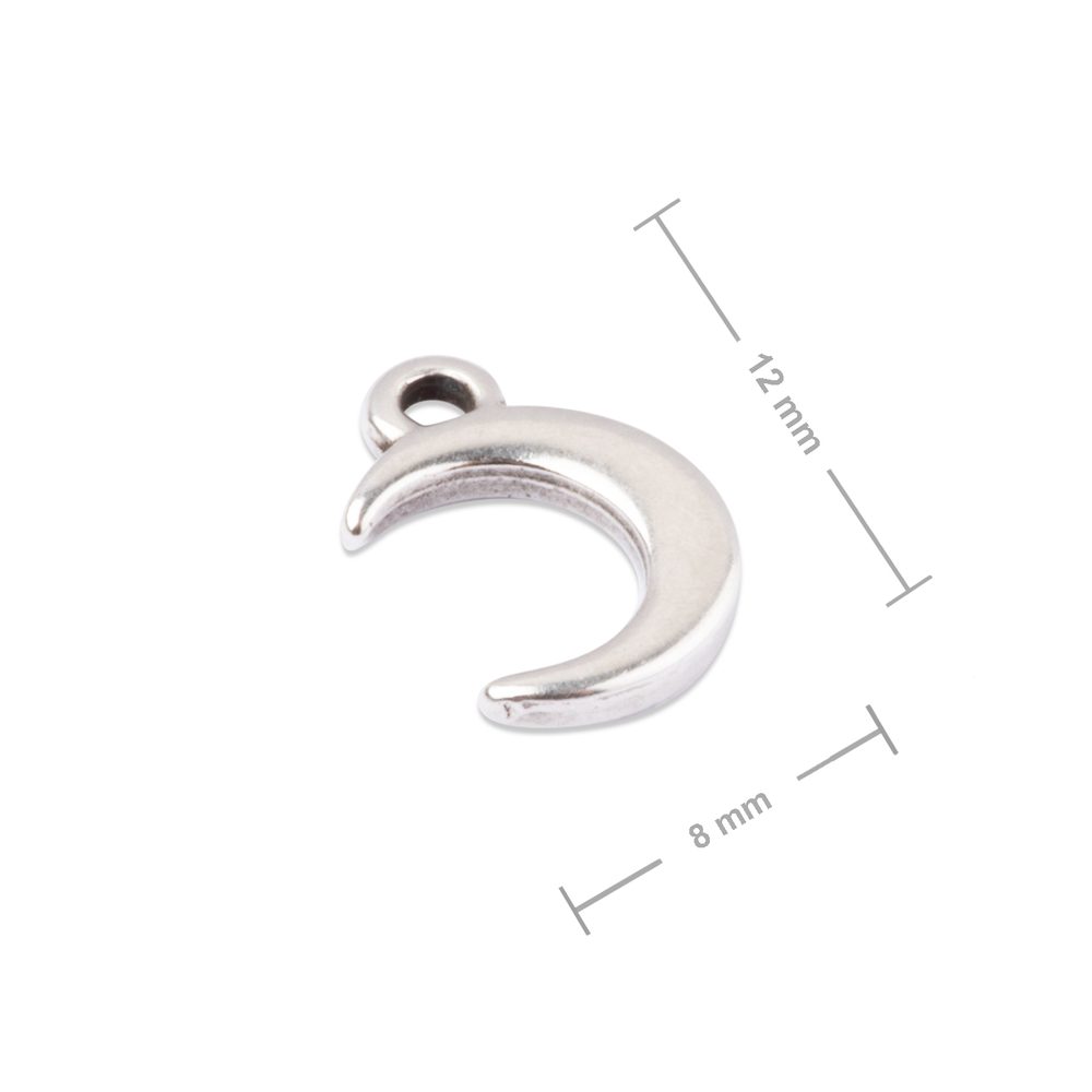 Manumi přívěsek půlměsíc 12x8 mm postříbřený - 1 ks
