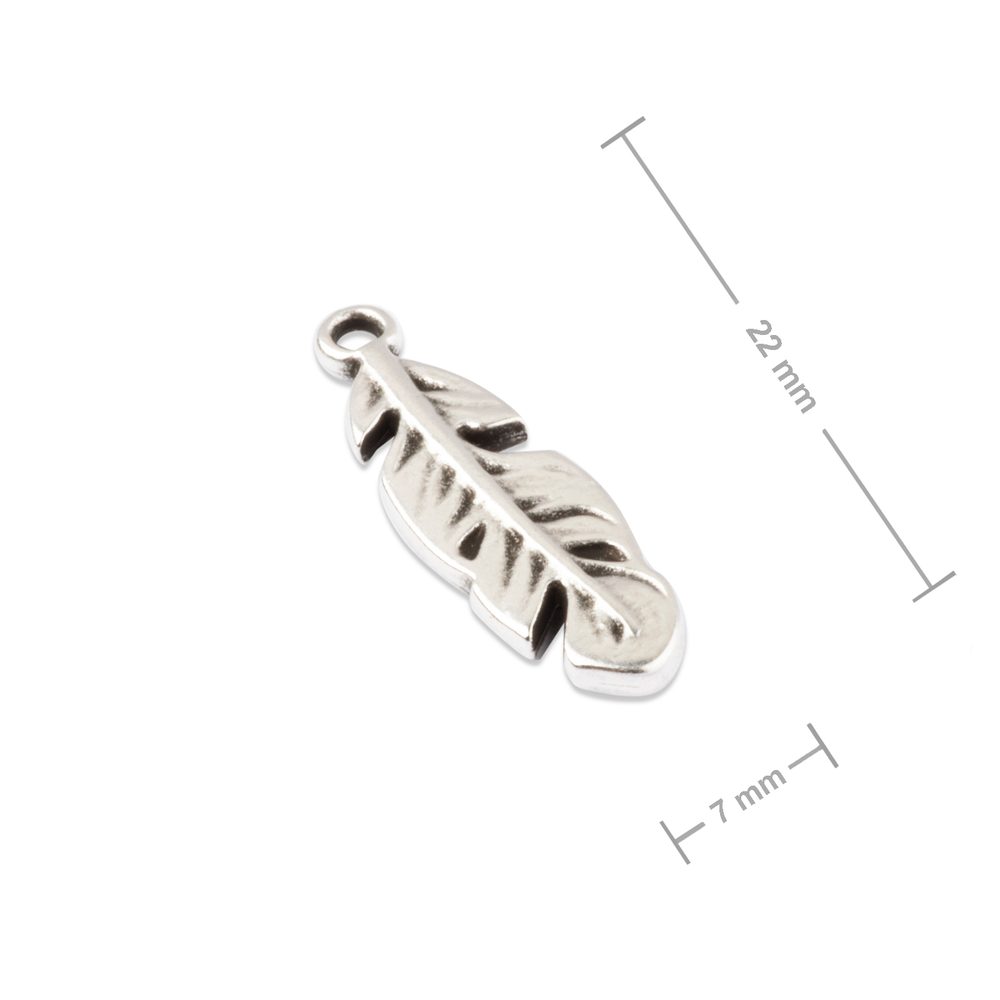 Manumi přívěsek peříčko 22x7 mm postříbřený - 1 ks