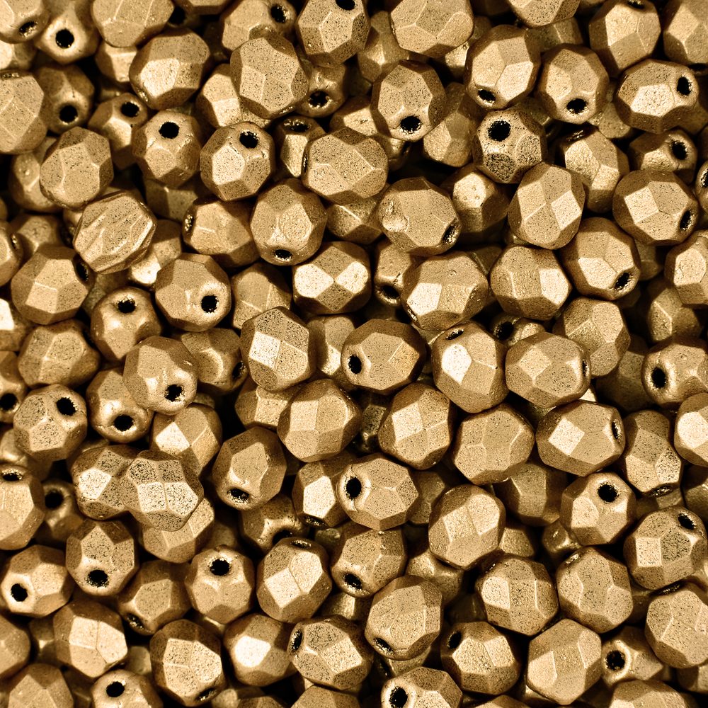 Manumi české broušené korálky 4 mm Matte Metallic Flax - 45 ks