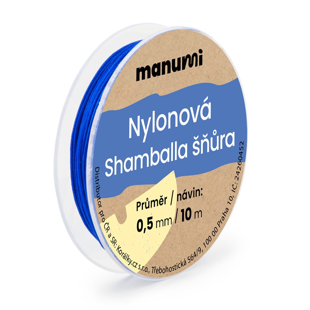 Manumi Nylonová šňůrka na Shamballa náramky 0,5mm/10m modrá č.8 - 5 ks