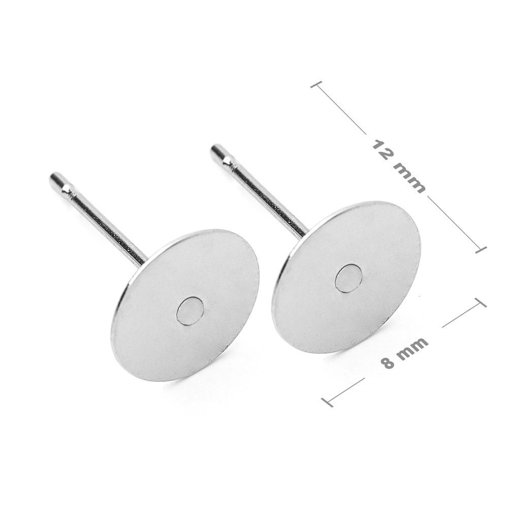 Levně Náušnicové puzety ploché 8 mm v barvě stříbra - 3 páry
